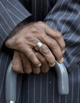 Herbert Rice, 79, poses for a photo on Wednesday, Oct. 23, 2024, in Philadelphia. Rice is one of many Black men who took part in prison medical testing from 1951 to 1974 at Philadelphia city prisons. (AP Photo/Laurence Kesterson)