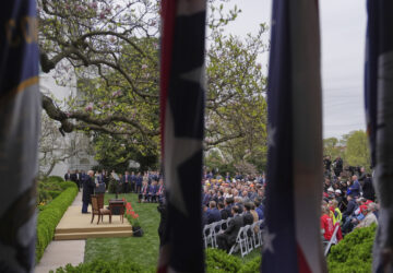 President Donald Trump speaks during an event to announce new tariffs in the Rose Garden of the White House, Wednesday, April 2, 2025, in Washington. (AP Photo/Evan Vucci)