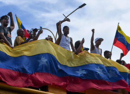 Protesters demonstrate against the official election results declaring President Nicolas Maduro’s reelection in Valencia, Venezuela, July 29, 2024, the day after the vote. (AP Photo/Jacinto Oliveros)