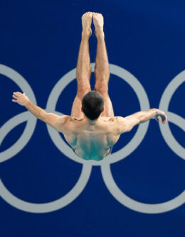 France’s Jules Bouyer competes in the men’s 3m springboard diving preliminary at the 2024 Summer Olympics, Aug. 6, 2024, in Saint-Denis, France. (AP Photo/Lee Jin-man)